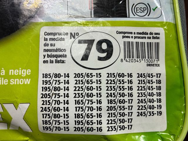 Cadenas textiles para nieve DRIVETEX T79