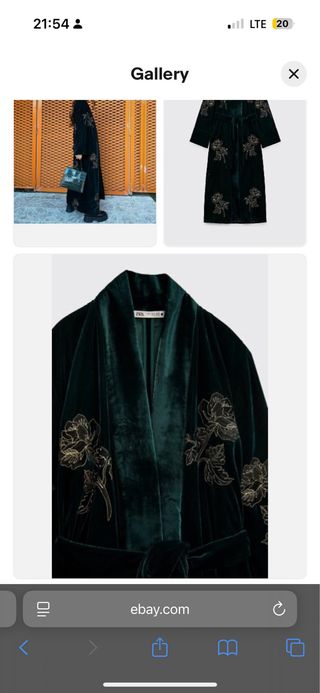 Kimono Vestido Terciopelo Bordado Zara limited edi