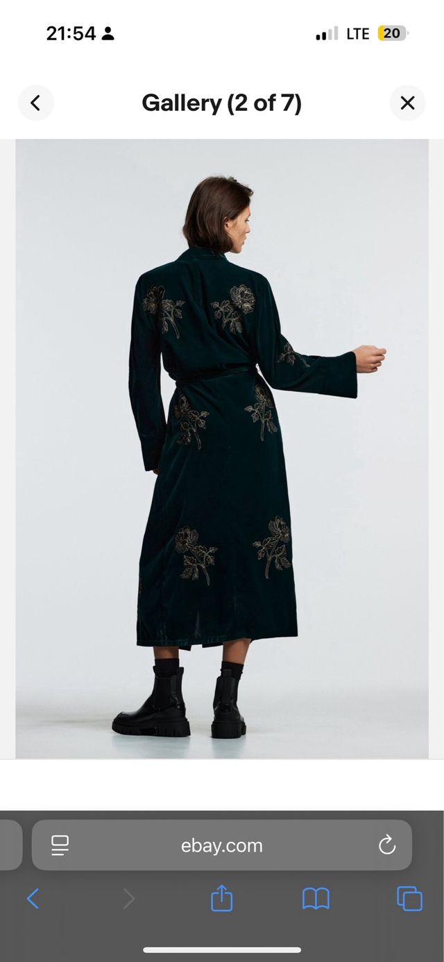 Kimono Vestido Terciopelo Bordado Zara Talla Única