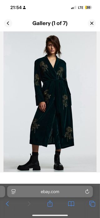Kimono Vestido Terciopelo Bordado Zara limited edi