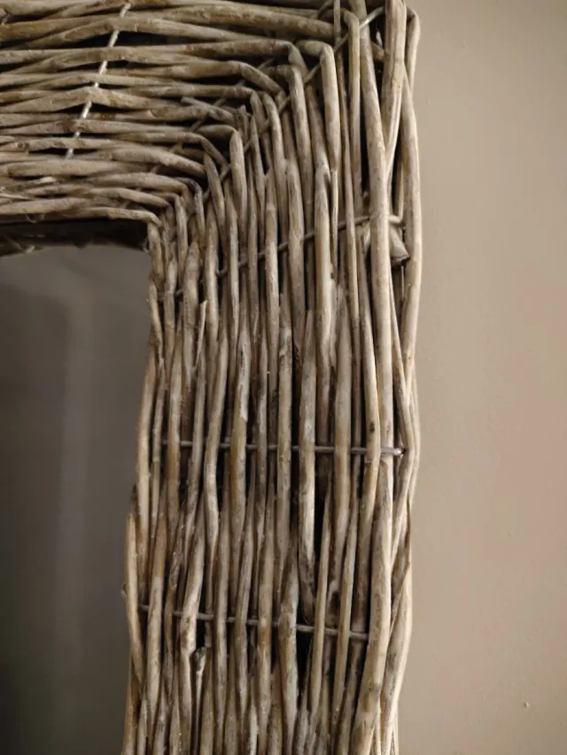 Espejo Mimbre Trenzado Gris 52.5x4x63cm nuevo caja