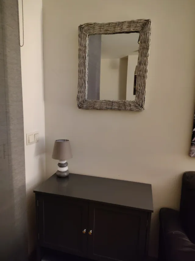 Espejo Mimbre Trenzado Gris 52.5x4x63cm nuevo caja