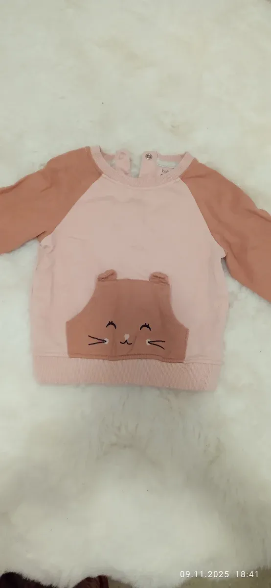 Sudadera bebé niña rosa con gato 86cm