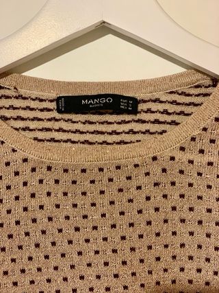 Jersey Mango Lunares Beige y Negro