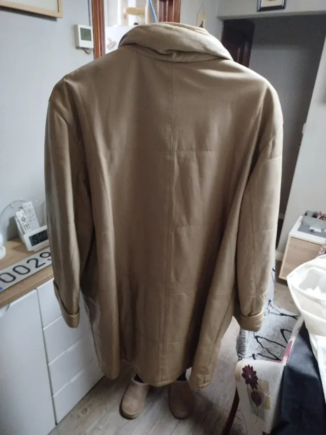 Abrigo beige largo,piel de ovino 100%