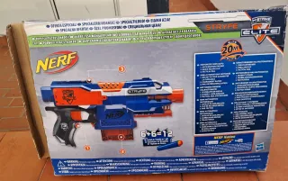 Pistola Nerf Azul y Naranja con Cargador