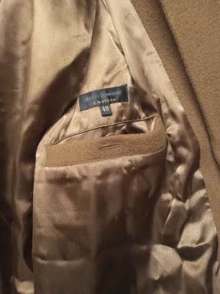 Abrigo paño Adolfo Domínguez marrón lana y alpaca.