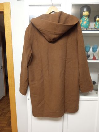 Abrigo paño Adolfo Domínguez marrón lana y alpaca.