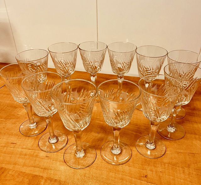 12 Copas Cristal Tallado Fino