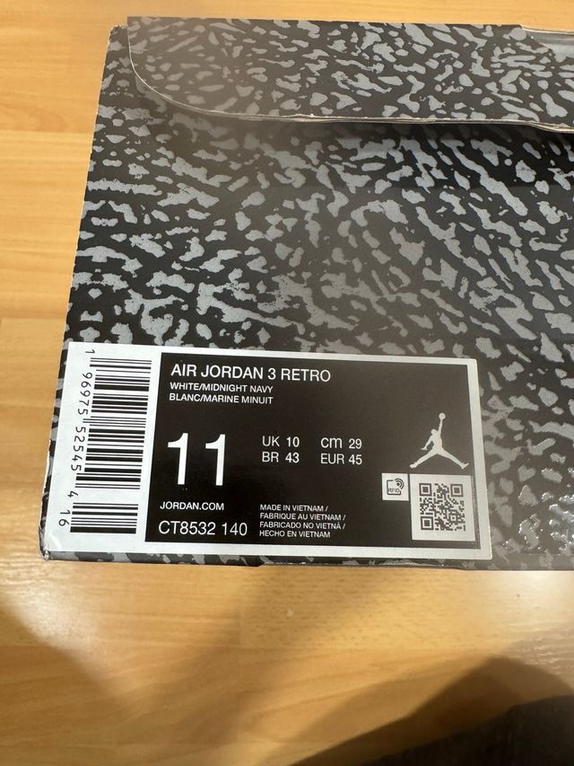 Air Jordan 3 Retro Gris Blanco