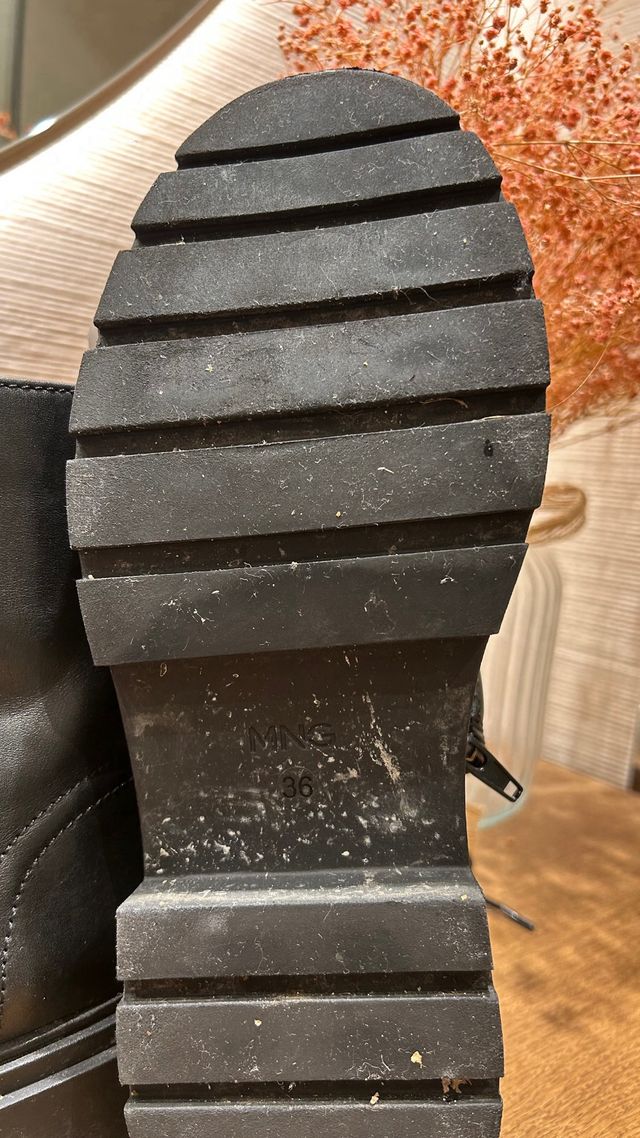 Botas Mango Militar Piel Negras Talla 38