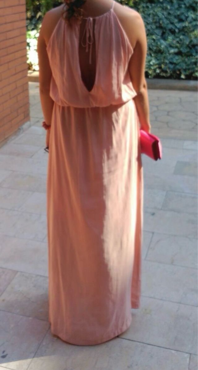 Vestido Salmón Invitada - Talla S