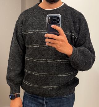 Maglione Tris Line Uomo Grigio Made in Italy