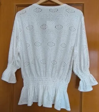 Blusa Zara Talla M Brocada Blanca