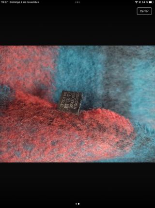 Bufanda tipo manta cuadros rojo y turquesa