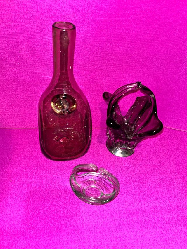 Lote cristal Murano morado y transparente