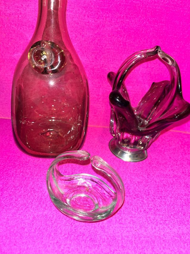 Lote cristal Murano morado y transparente