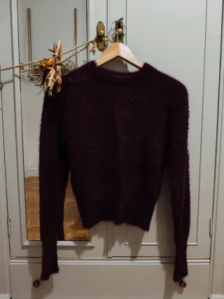 Jersey peludo color vino