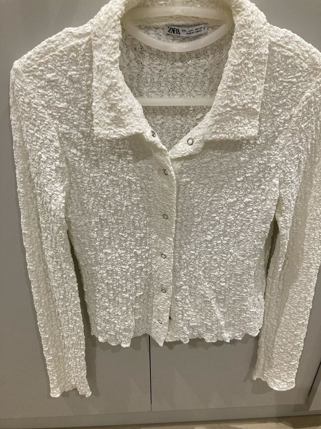 Camisa Zara Blanca Texturizada