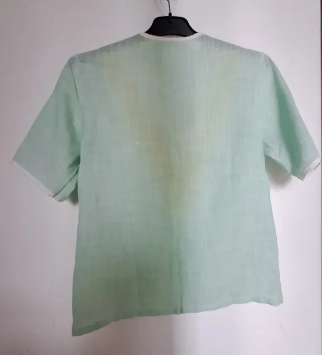 Camisa corta verde menta y amarilla