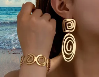 Conjunto Cleopatra Brazalete y pendientes largos