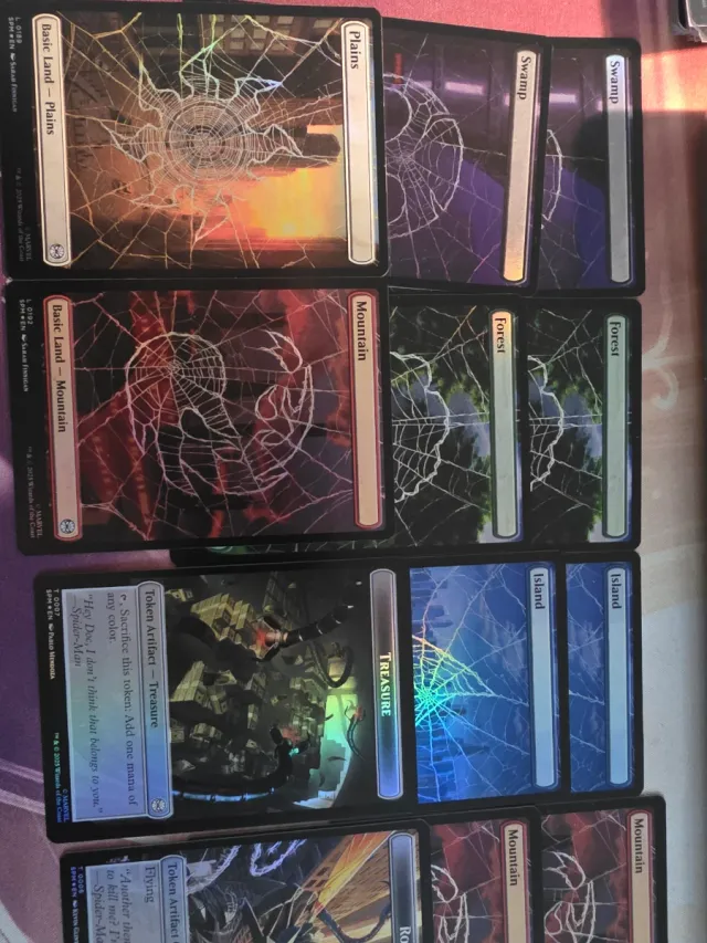 Lote Magic Spiderman Tierras y Tokens Foil