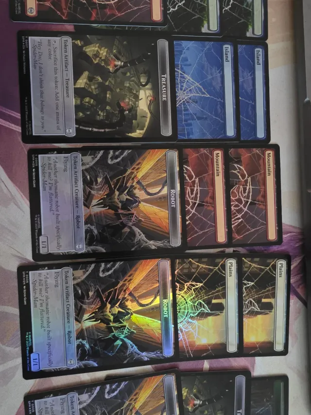 Lote Magic Spiderman Tierras y Tokens Foil