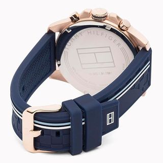 Reloj TOMMY Hilfiger Decker Dorado - corre azul -