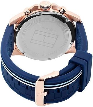 Reloj TOMMY Hilfiger Decker Dorado - corre azul -