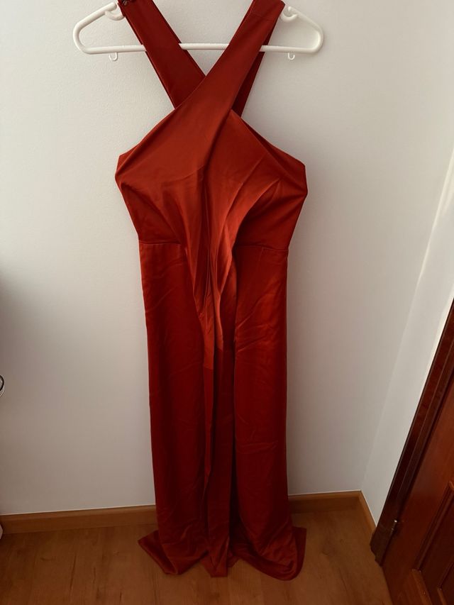 Vestido largo Adolfo Domínguez naranja/rojo