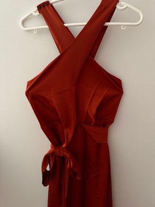 Vestido largo Adolfo Domínguez naranja/rojo