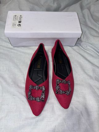 Zapatos planos rojos con pedrería T38