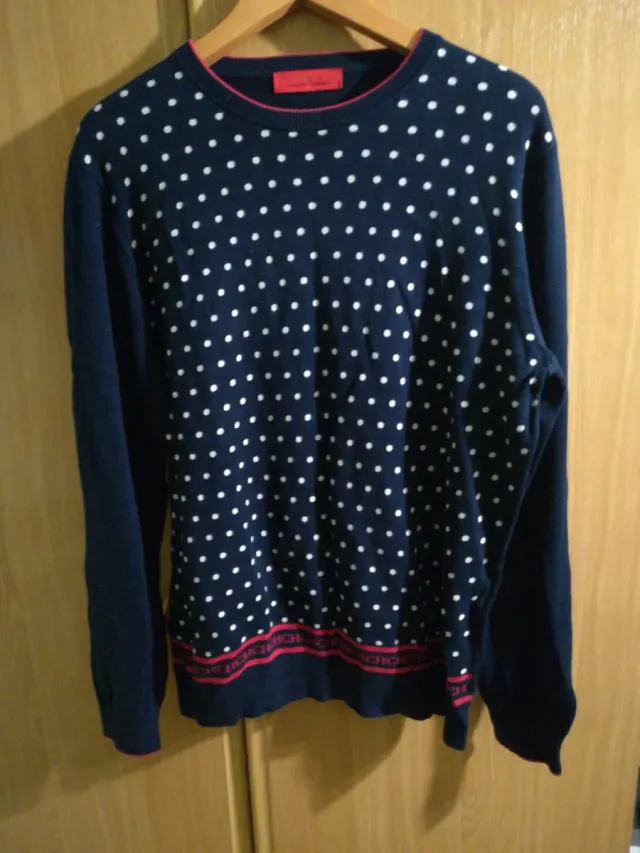 Jersey Carolina Herrera lunares azul y blanco