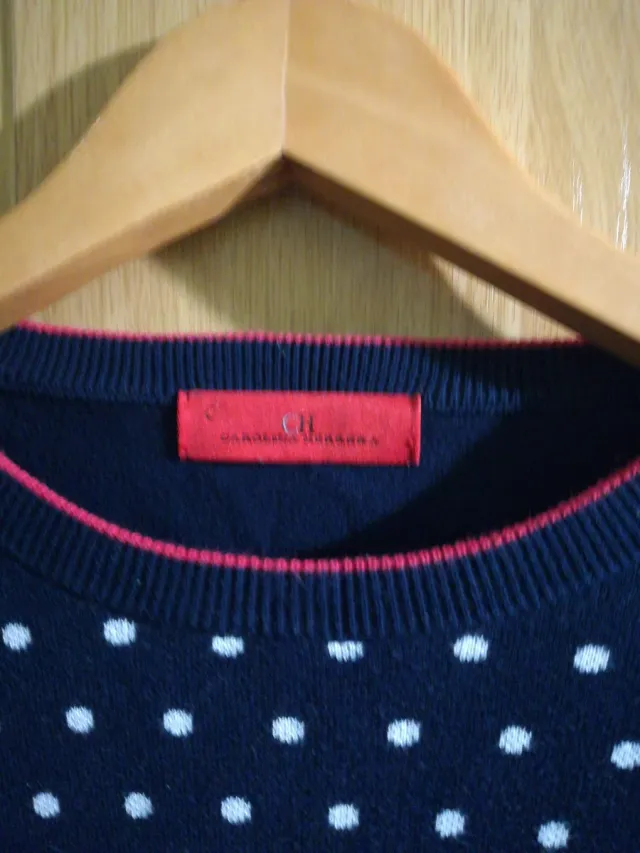 Jersey Carolina Herrera lunares azul y blanco