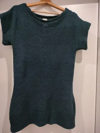 Vestido azul verdoso tejido sin mangas