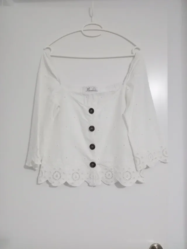 Blusa Zara Blanca Bordada Mujer