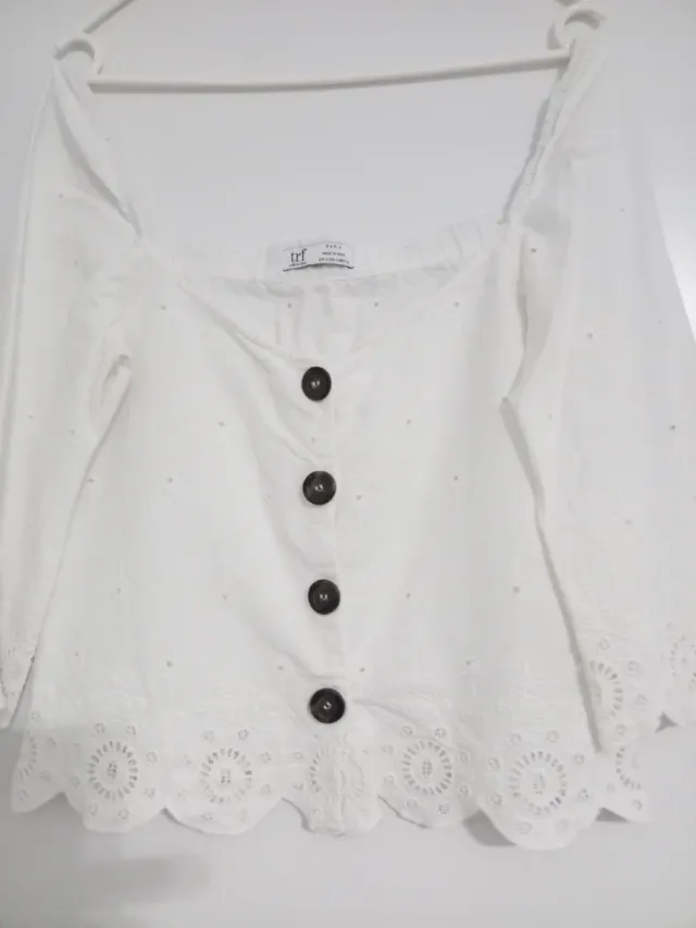 Blusa Zara Blanca Bordada Mujer