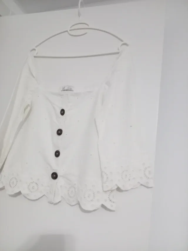 Blusa Zara Blanca Bordada Mujer