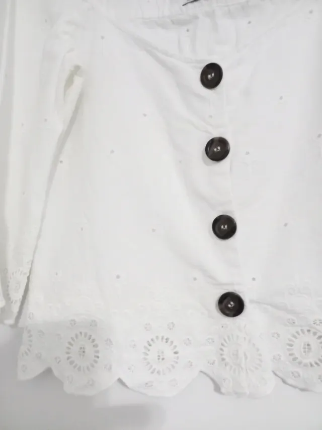Blusa Zara Blanca Bordada Mujer