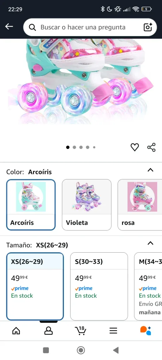 Patines niña 4 ruedas unicornio con luces