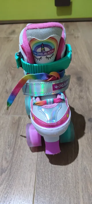 Patines niña 4 ruedas unicornio con luces