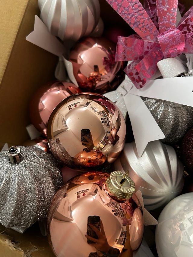 Palline Albero Natale Rosa e Argento