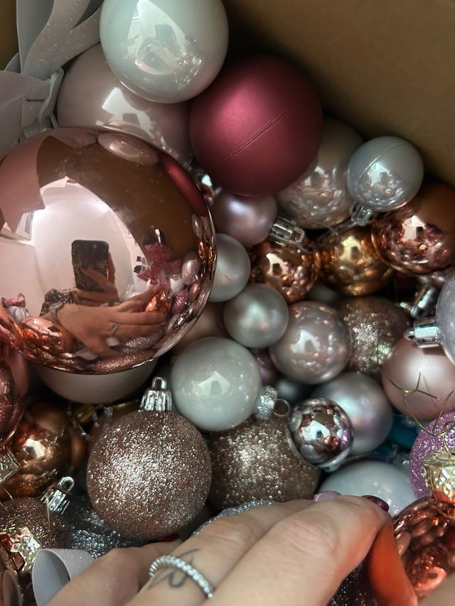 Palline Albero Natale Rosa e Argento
