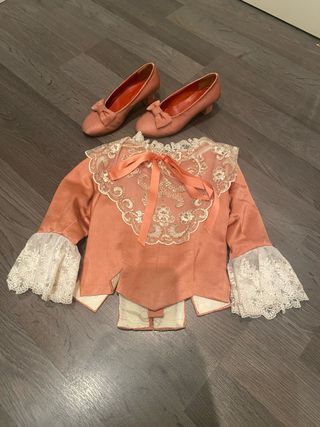 Traje Fallera Niña Rosa y Crema