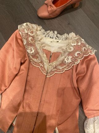 Traje Fallera Niña Rosa y Crema