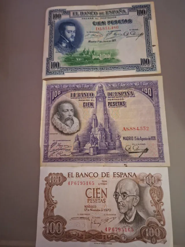 3 Billetes 100 Pesetas Banco de España Antiguos