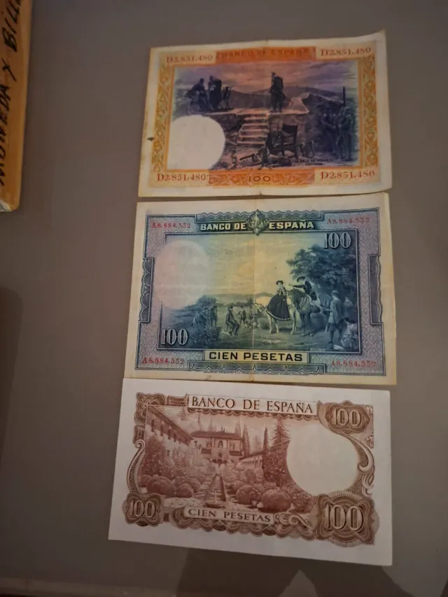 3 Billetes 100 Pesetas Banco de España Antiguos