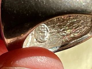 Anillo antiguo baño plata / piedra azul cobalto