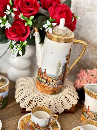 Juego café Limoges antiguo porcelaine