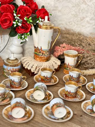Juego café Limoges antiguo porcelaine